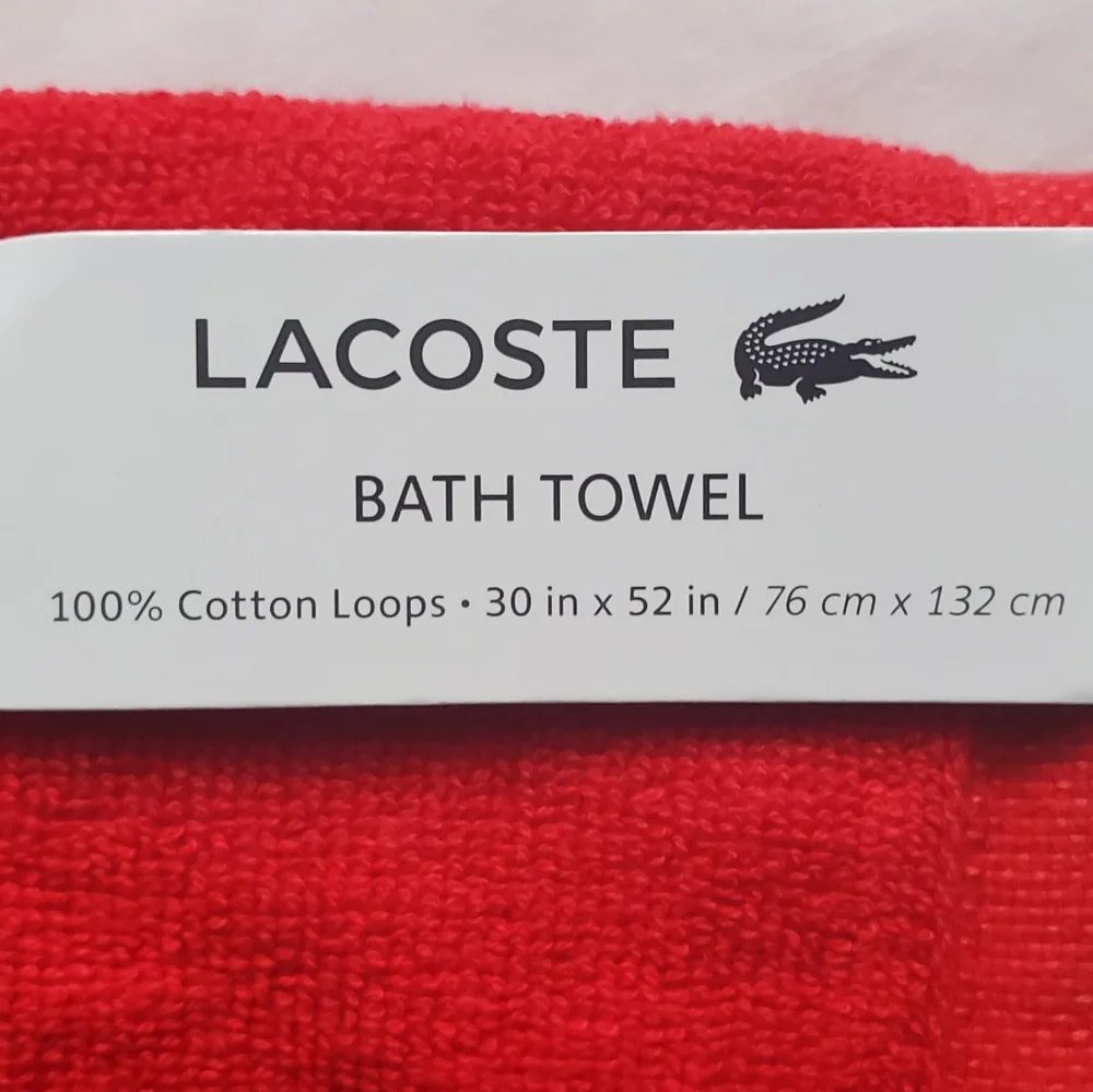 Lacoste Towel Bath Spa Pool Croc Travel ORANGE Cotton 30x52" Beach BATHROOM - Picture 3 of 7